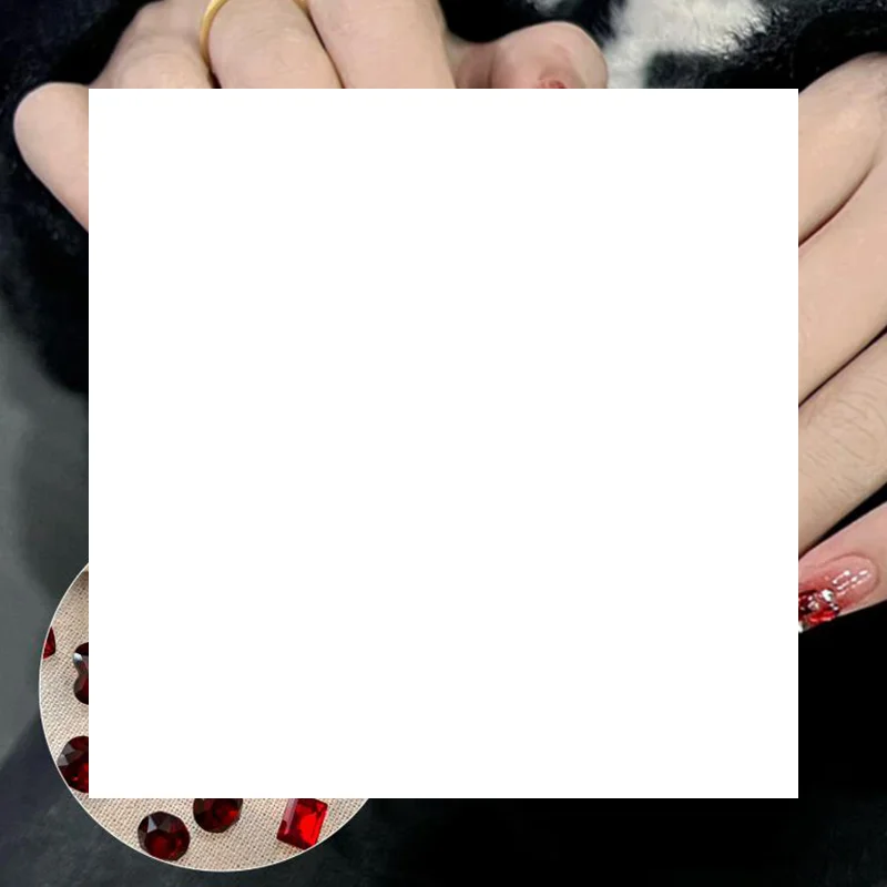 5 Pcs Red Nail Gems Pointed Bottom Rhinestones Multiple Shapes Nail Crystal Diamond Mixed Luxury Glass Charms Decor