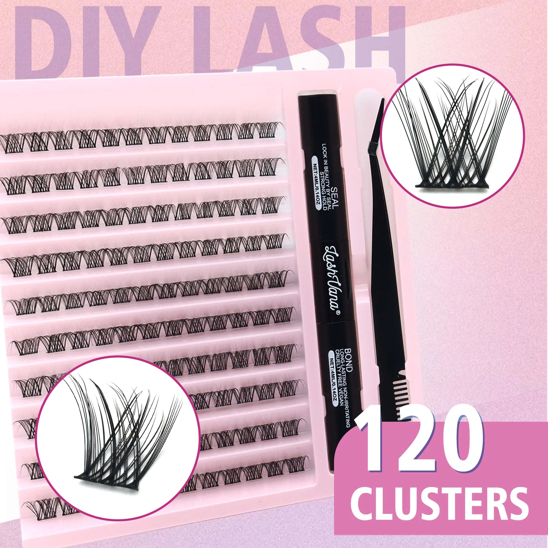 Rzęsy 200 SZT. Kępki w57 Klej do Rzęs i Uszczelniacz Narzędzia do Makijażu Zestaw do Samodzielnego Przedłużania Rzęs do Klejenia Rzęs Akcesoria do Kleju
