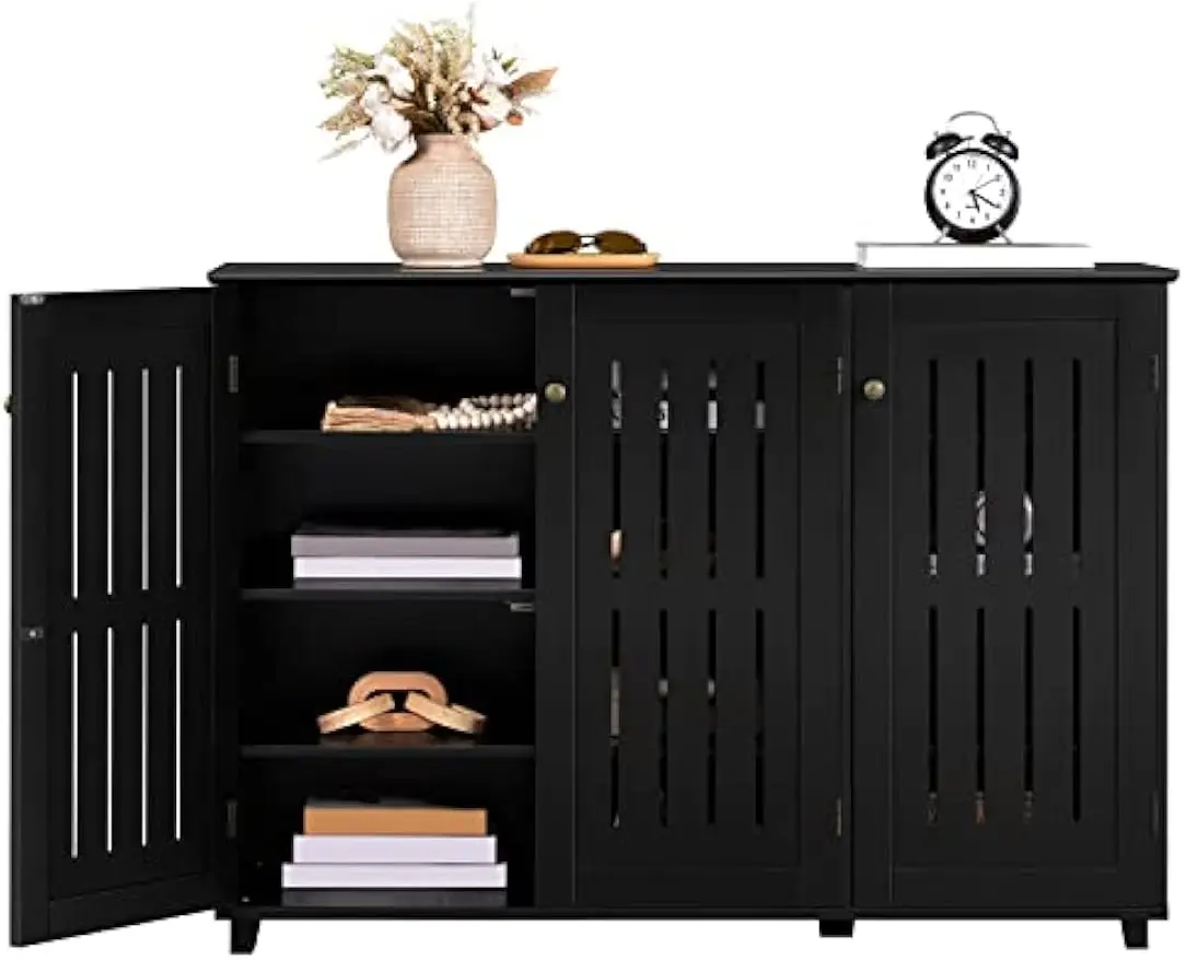 

Шкаф для хранения обуви, напольный органайзер для хранения, деревянный шкаф с 3-мя дверцами, регулируемая полка для прихожей, гостиной, домашнего офиса