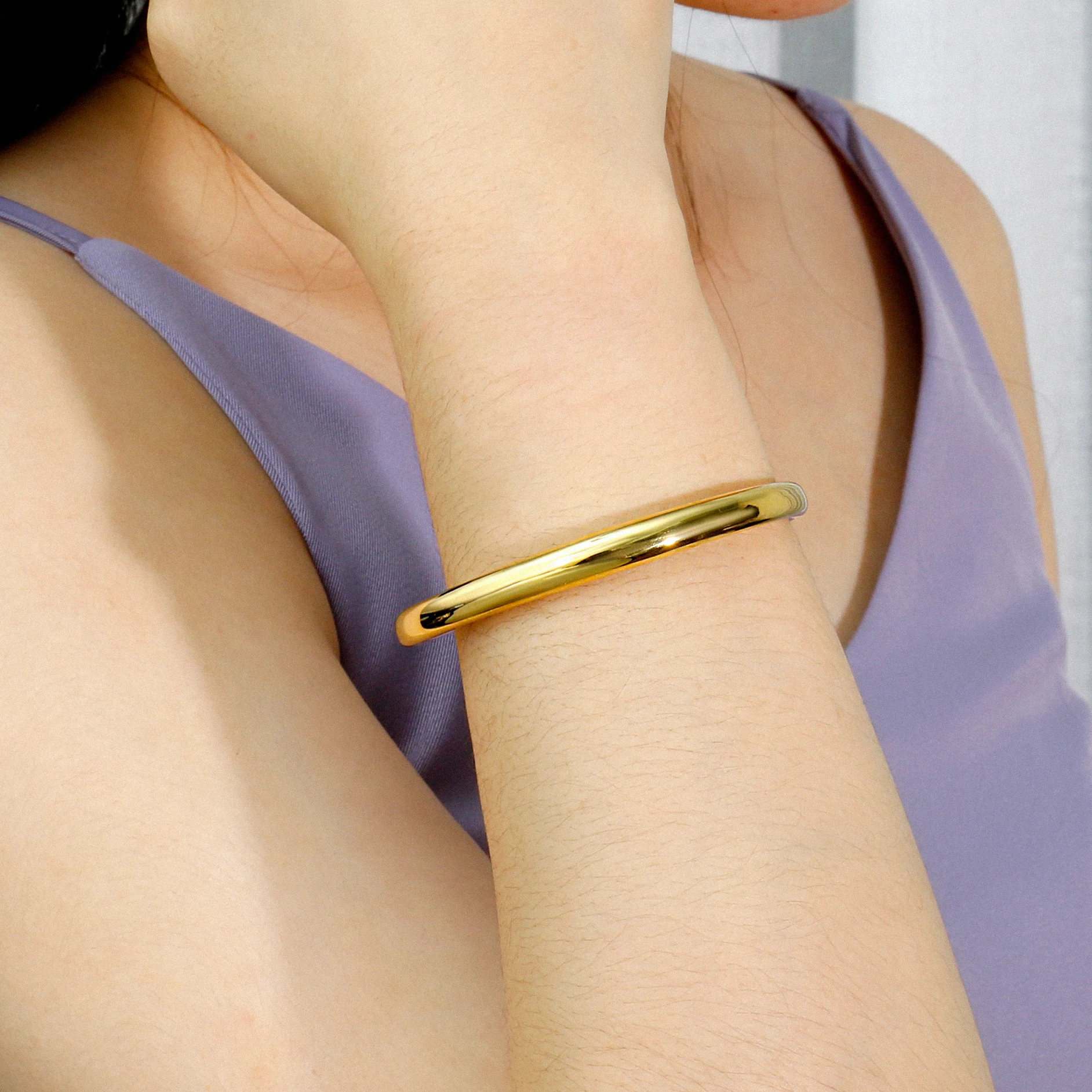 Badu High Quality Hollow Stainless Steel Bangle for Women Waterproof Open Cuff Bangle Bracelet Simple Jewelry Ladies Gifts