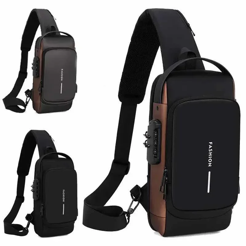 

Men Anti Theft Chest Bag Shoulder Bags USB Charging Crossbody Package School Short Trip Messengers Bags Men's Oxford Sling Pack