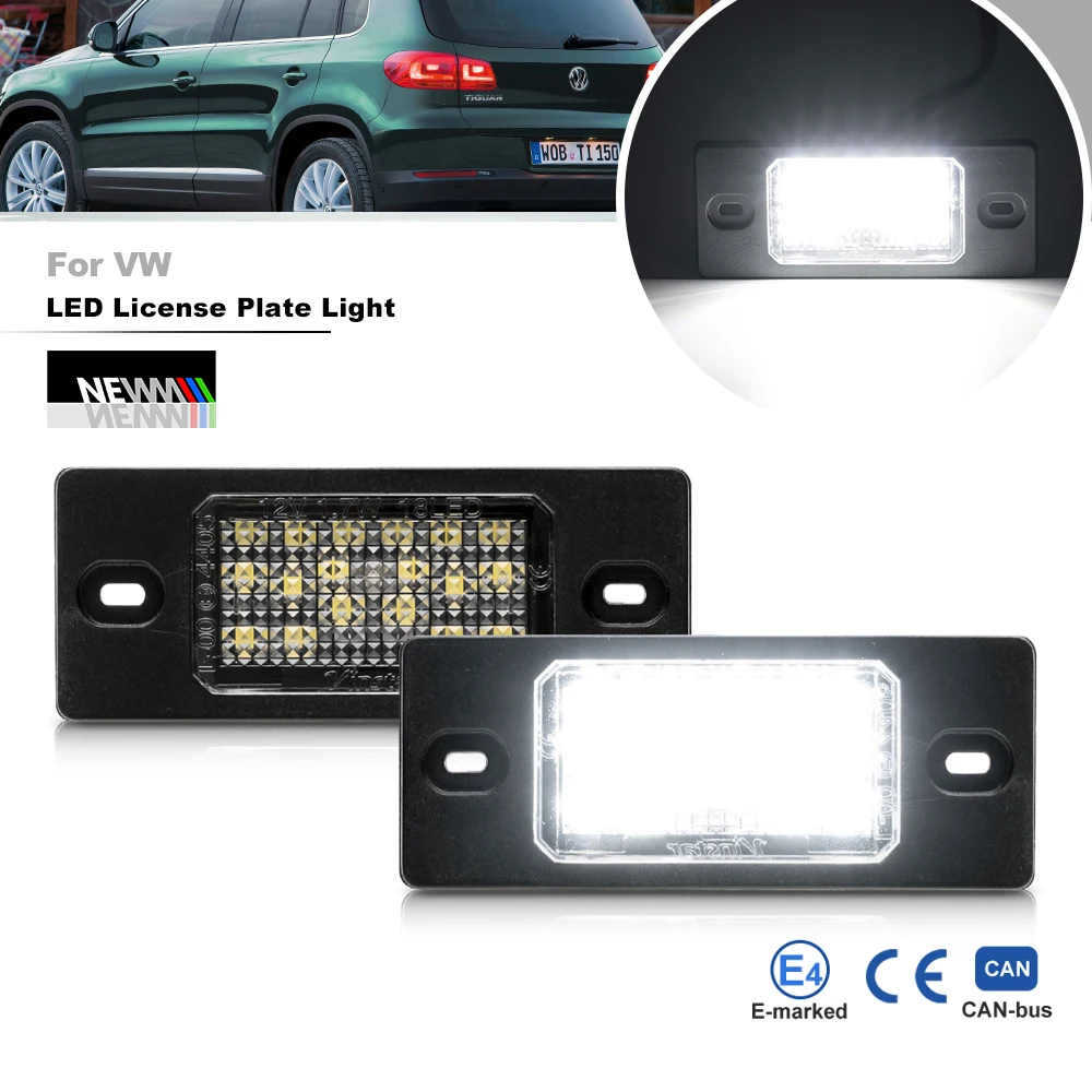 LED License Plate Lights for VW Passat Golf Mk5 Tiguan Touareg For Porsche Cayenne Canbus Registration Tag Lamps Parking Lights