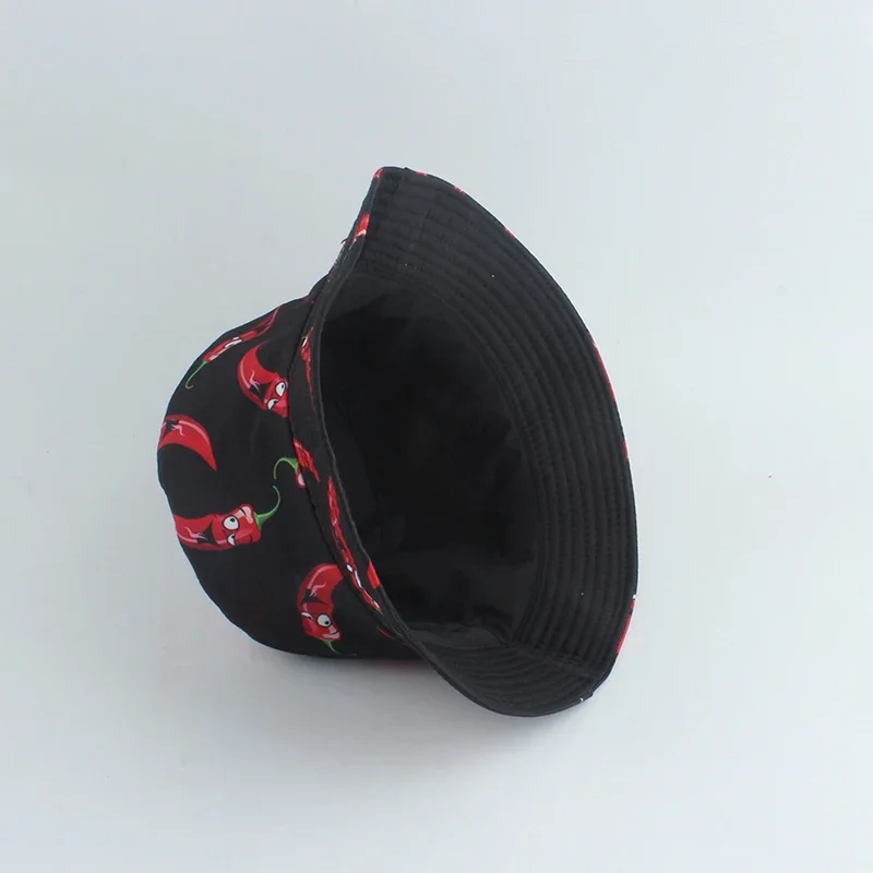 New Fashion Panama Hat Vegetables Pepper Printed Bucket Hat Reversible Fishing Cap Summer Sun Hats For Women Men Gorras