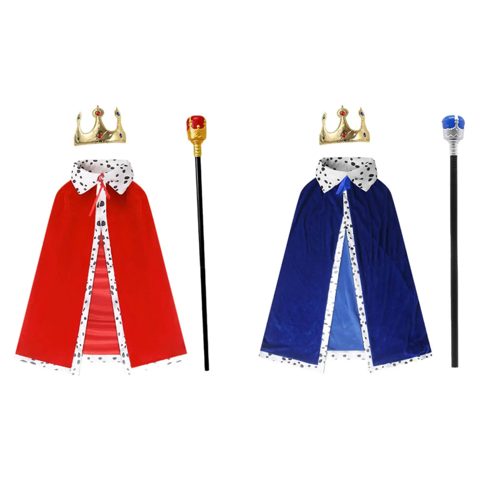 

King Robe Crown Costume Set with Stick Role Play Queen Robe for Kids Adults