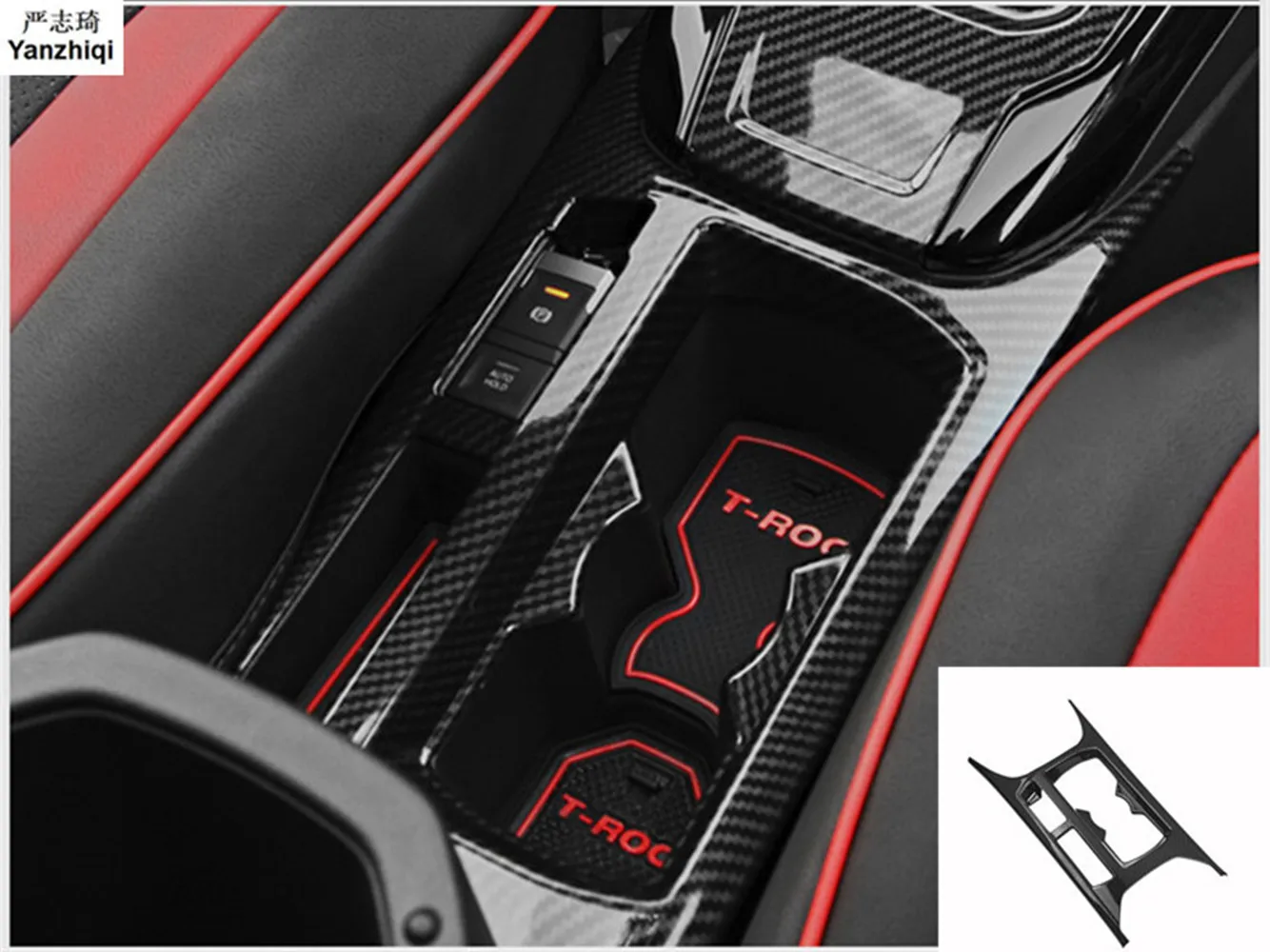 

Передний держатель для стакана с водой из АБС-пластика, декоративная рамка, накладка, автомобильный Стайлинг для Volkswagen T-Roc T Roc 2018 2019, аксессуары