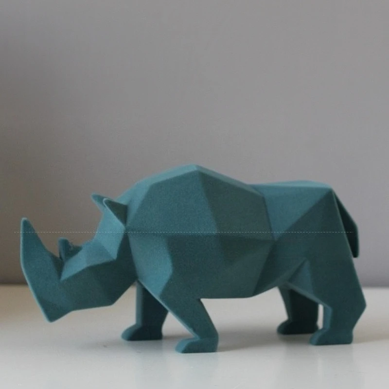 Simple and creative geometric animal rhino decorations, living room porch TV cabinet home soft decoration ornaments