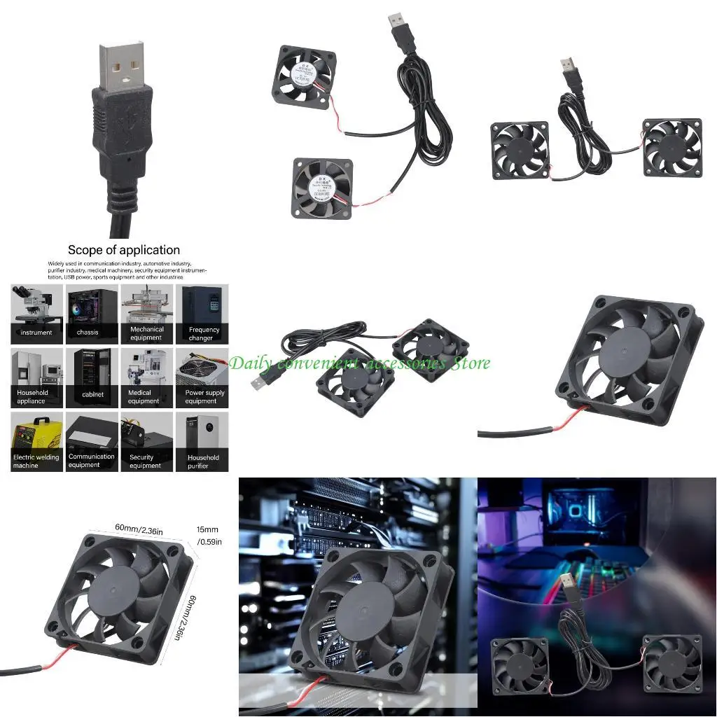 

97QB 5 В 60 мм USB -охлаждающий вентилятор для модема маршрутизатора.