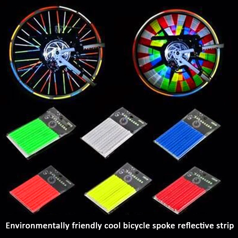 12pcs Bicycle Reflective Stickers Wheel Spokes Tubes Strip Safety Warning Light Reflector Outdoor Bicycle Light Accessories
