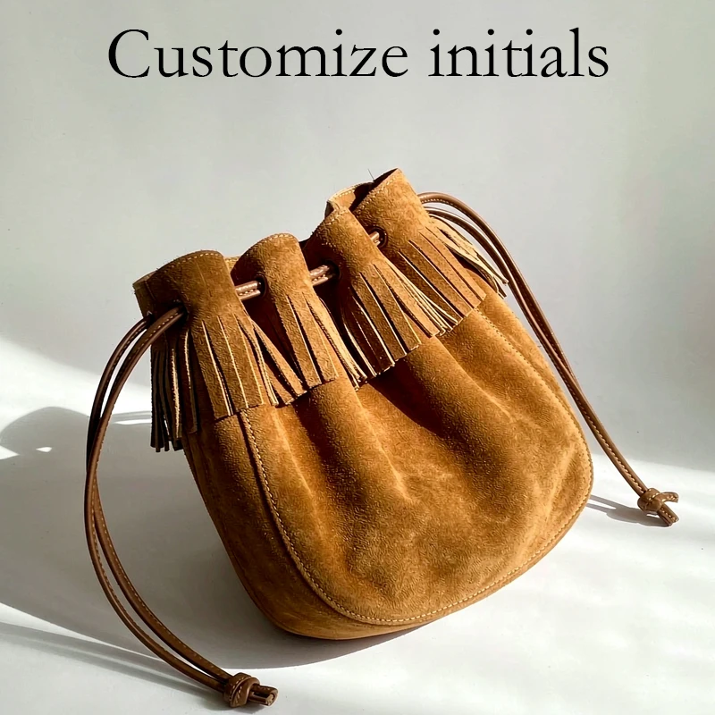 Customize Initials Leather Saddle Bag For Women Luxury Designer Handbag Purse 2026 New In Suede CowhideTassel Underarm Shoulder