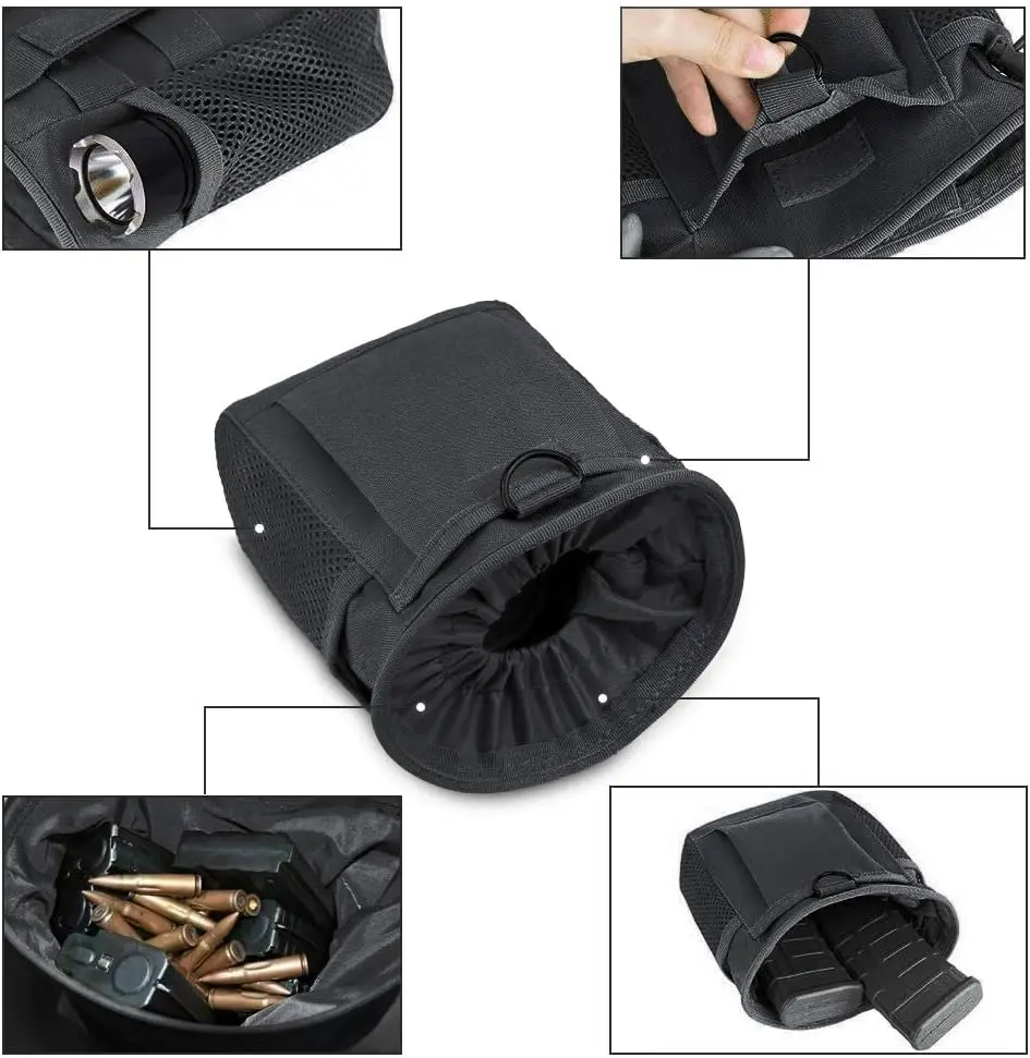 Outdoor Molle Drawstring Magazine Dump Pouch Regulowany pas użytkowy Fanny Hip Holster Bag Outdoor Ammo Storage Pack