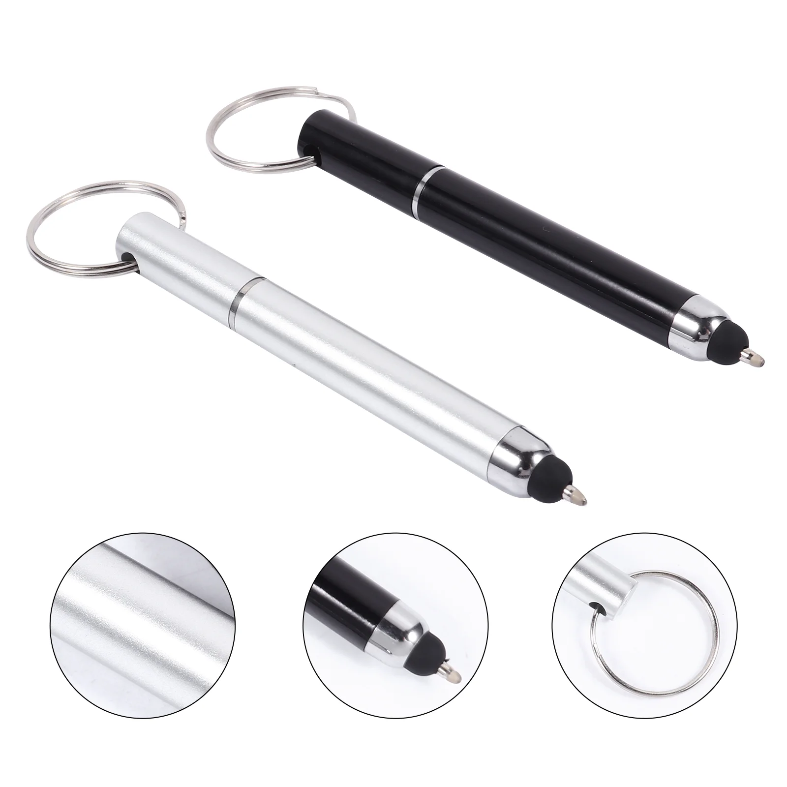 12 Pcs Touch Screen Ballpoint Pen Keychain Ring Stylus Cell Phone Rings Painting Plastic