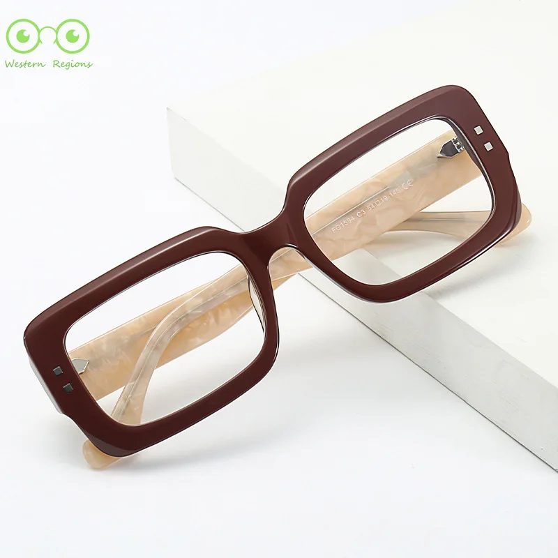 

European and American large frame acetate fiber men and women trendy glasses frame personalized comfortable glasses frame men