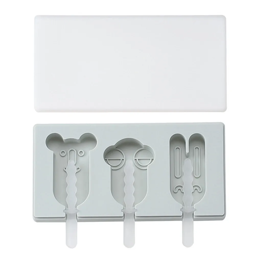 2Pcs Owl Ice Cream Mold Silicone DIY Ice Pop Mold Reusable Cartoon Shape Easy Clean Plastic Sticks Summer Fruit Milk