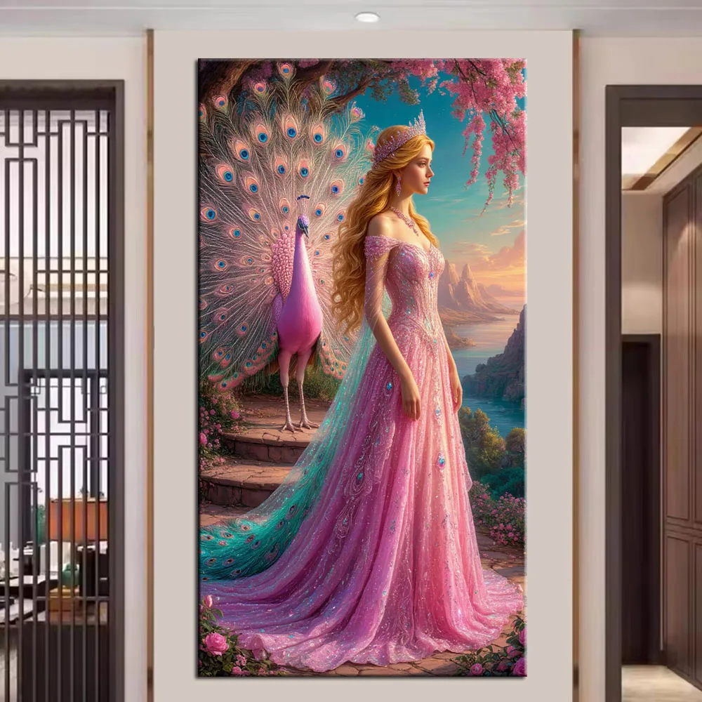 DIY Diamond Painting Cross Stitch Beautiful Woman and Peacock Picture Full Drills Diamond Mosaic New Collection Home Decor
