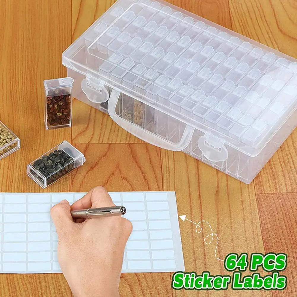 1 Set Storage Case Useful Compact Storage Box 48/64 Grids Organizer Case with Handle Tweezer Gardening Tool