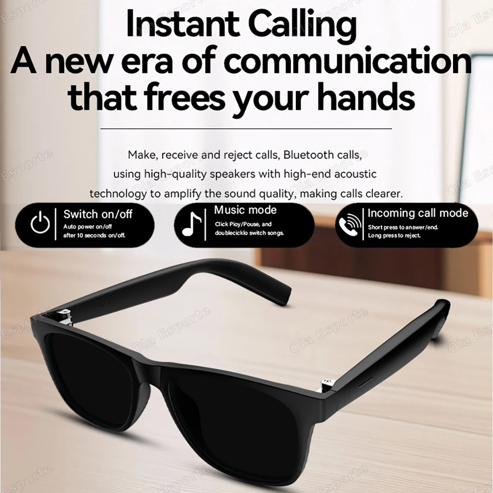 Smart Glasses Remote Control Touch Photo Camera Recording Translator Voice Assistant Adults Wireless Headphones BT Glasses view 2