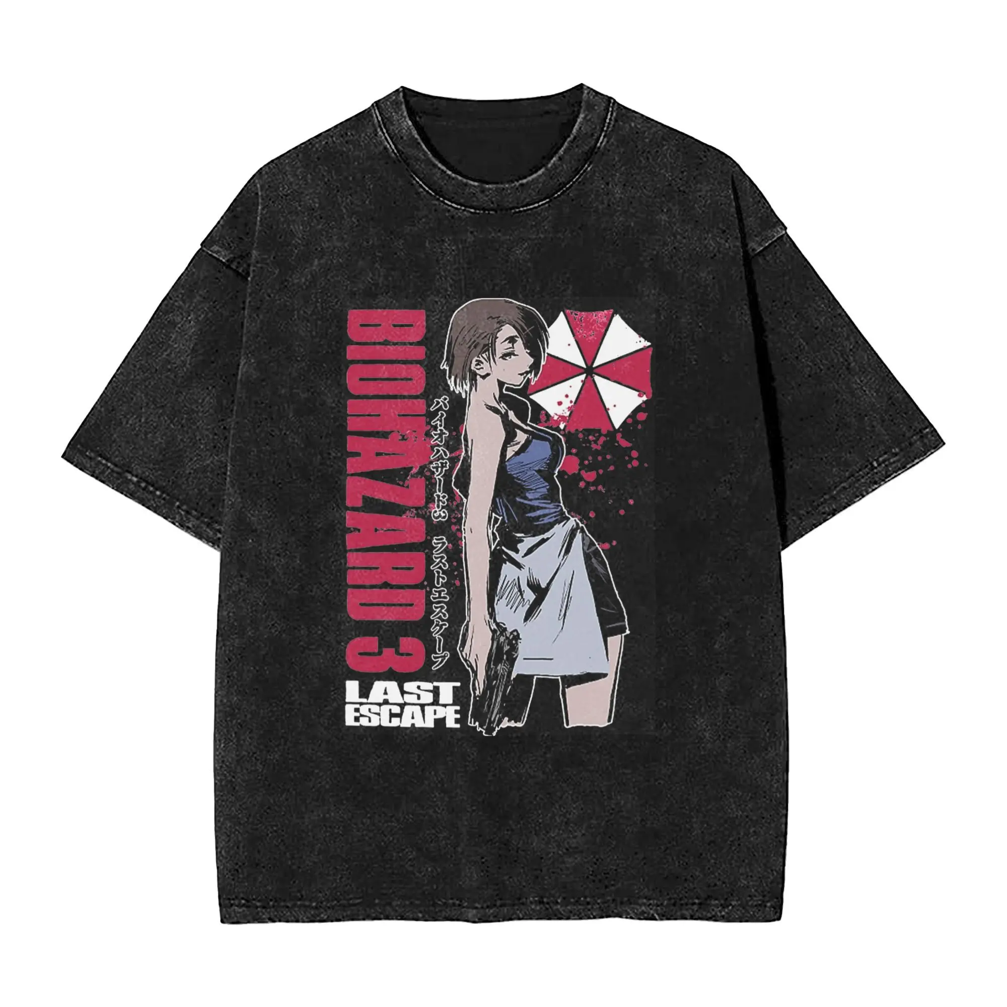 

Resident-Evils Horror Vintage Washed T-Shirts Video Game Funny Cotton Tees Round Collar Short Sleeve T Shirts Classic Clothing