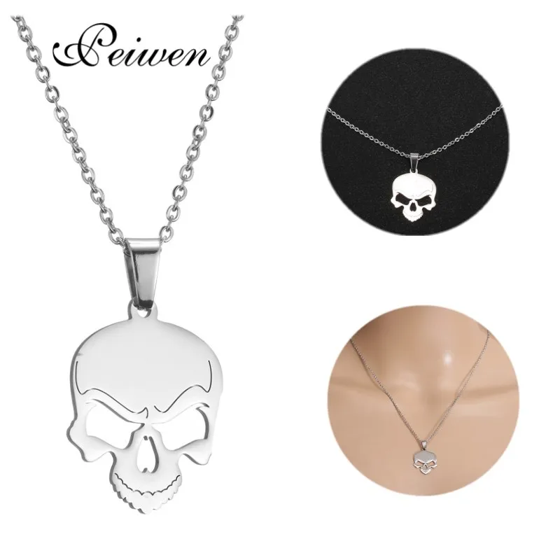 Fashion Personality Stainless Steel Skull Pendant Necklace for Men Silver Collarbone Chain Dark Grim Reaper Necklace Necklaces