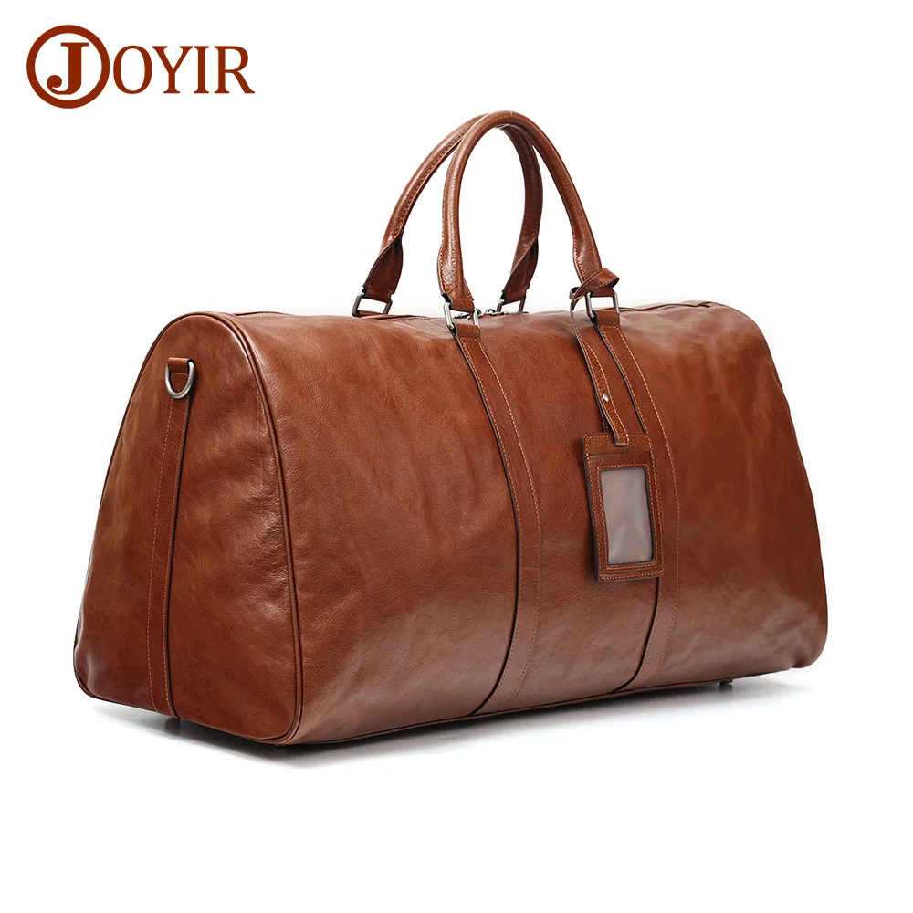 JOYIR Genuine Cowhide Leather Travel Bag Men\'s Large Capacity Handbag Luggage for Male Overnight Travel Weekend Duffle Bags New