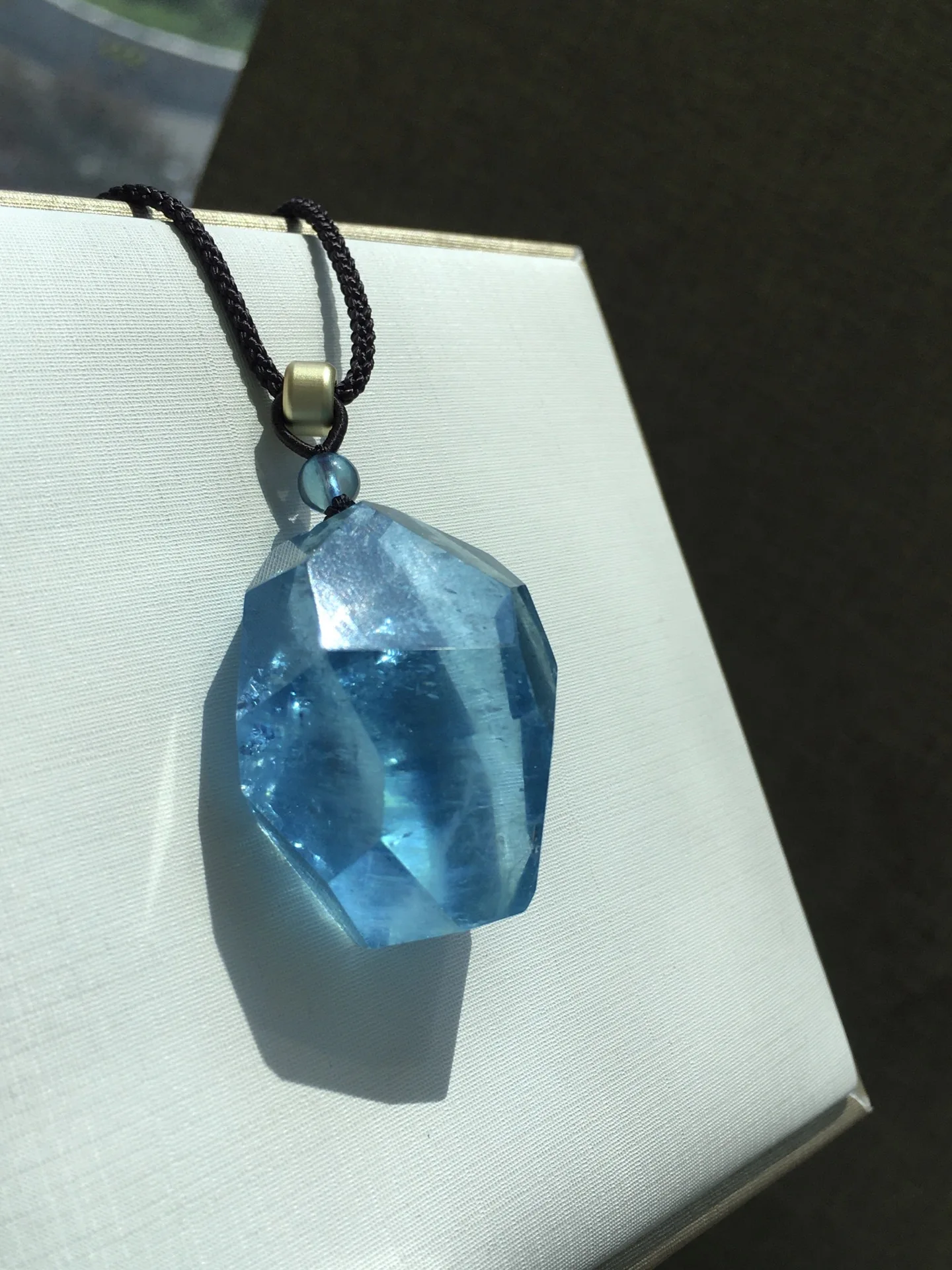 

Natural Blue Aquamarine Pendant 32/20.5/17.7mm Faceted Brazil Water Drop Women Aquamarine Necklace AAAAAA