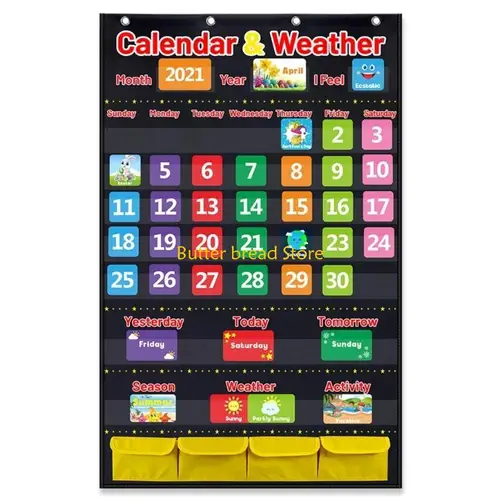 Imagen 2 del producto Gráfico calendario mensual del calendario del calendario W89C con 114 tarjetas para kindergarten en aula
