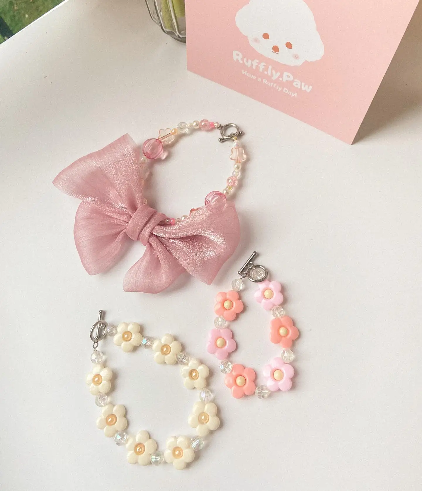 Dogs and Cats Name Necklaces Custom Colorful Beaded Pet Decoration Collars Small Dogs Adjustable Crystal Accessories
