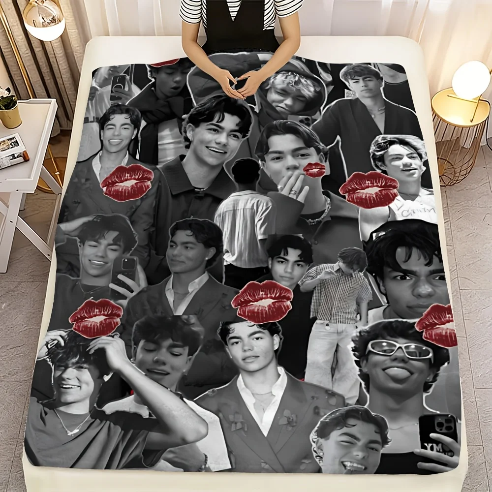 Customize Actor M-Malachi B-Barton All-Season Soft and Comfortable  Print Flannel Blanket, 1pc, Suitable for Sofa, Bed, or Wall