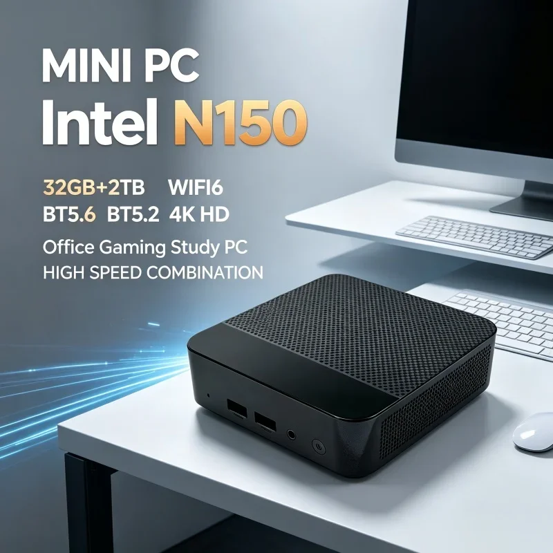 Intel N150 Compact Mini Desktop PC 16GB RAM 1TB/2TB SSD WiFi6 BT5.2 High‑Performance Portable Device for Office Gaming Study