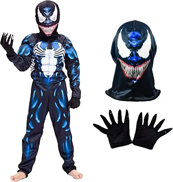 Superhero Black Spider Venom Costume Ghost Costume Onesie 3D Spandex Unisex Jumpsuit Bodysuit Halloween Cosplay