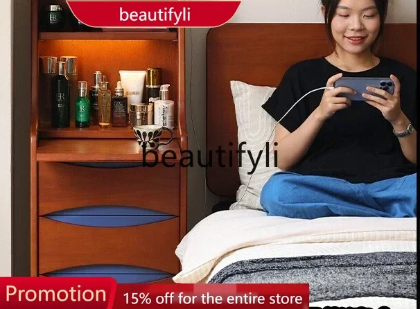 

X188 Retro mobile side cabinet, bedroom bedside table, small vanity table, multi-functional storage, secretary cabinet