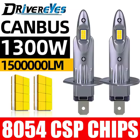 2PCS 1500000LM 1300W H1 LED Headlight Bulbs H7 H4 H11 H8 H9 9005 HB3 9006 HB4 Canbus CSP Chips Fog Light Fanless 12V 6500K 4300K