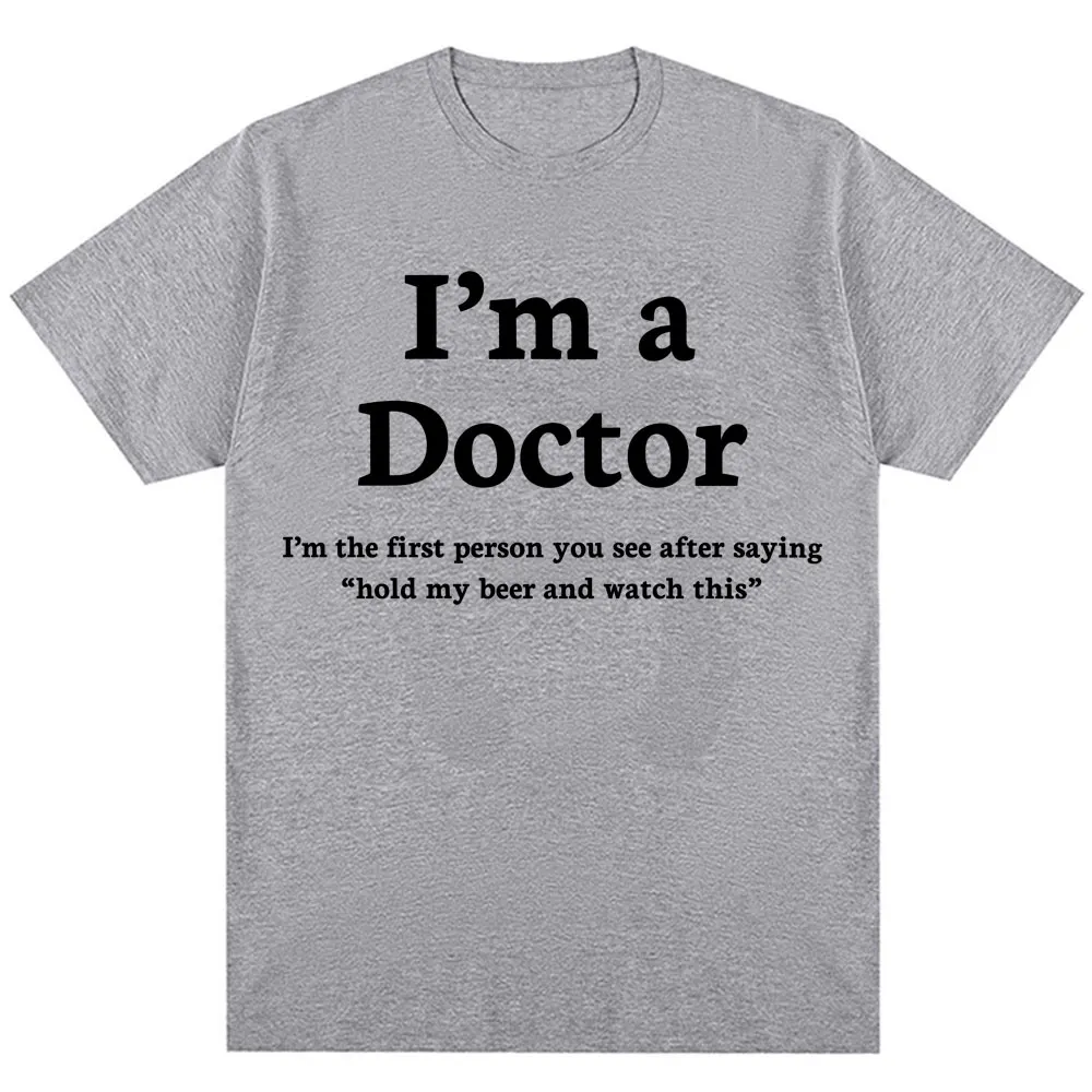 Funny I'm A Doctor Graphic Print Women Tee Humor Hospital Workwear Oversized Casual Daily Short Sleeve Crew Neck Soft Streetwear