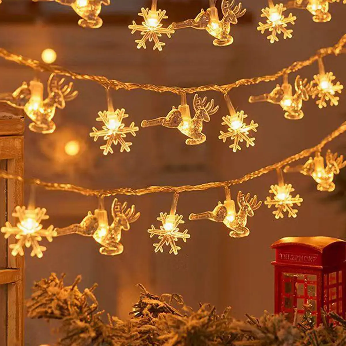 Snowflake LED String Lights Garland Merry Christmas Decoration for Home 2024 Xmas Gifts Cristmas Navidad Natal New Year 2025