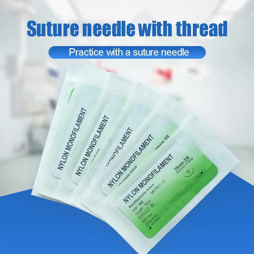 12/6PCS 75cm Medical Needle Sets Nylon Monofilament Thread Teaching Surgical Suture Practice Teaching Demonstrations Exercises