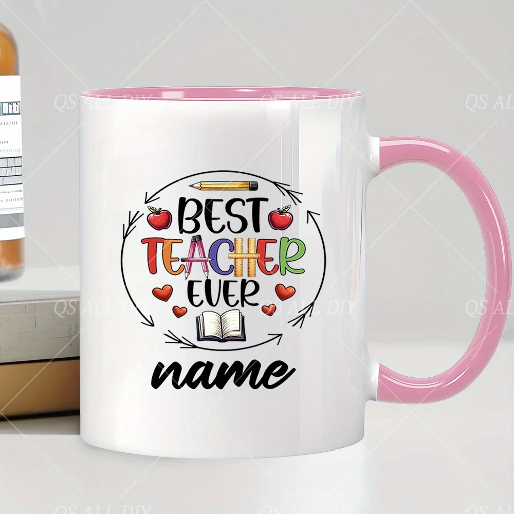 Custom Name Coffee Mug for Best Teacher Personalized Teacher Appreciation Gift with Educational Design Ideal for Back to School