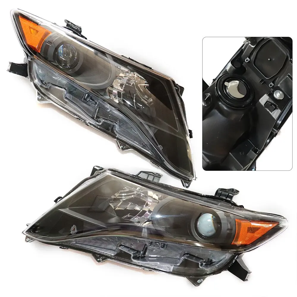 Black Housing Headlight Driver&Passenger Side Headlamp Assembly Halogen Headlight for 2009-2016 Toyota Venza