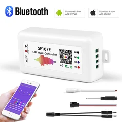 SP107E DC5-24V Controller musicale a strisce LED con controllo musicale APP a colori compatibile con Bluetooth Wireless per nastro LED WS2812B