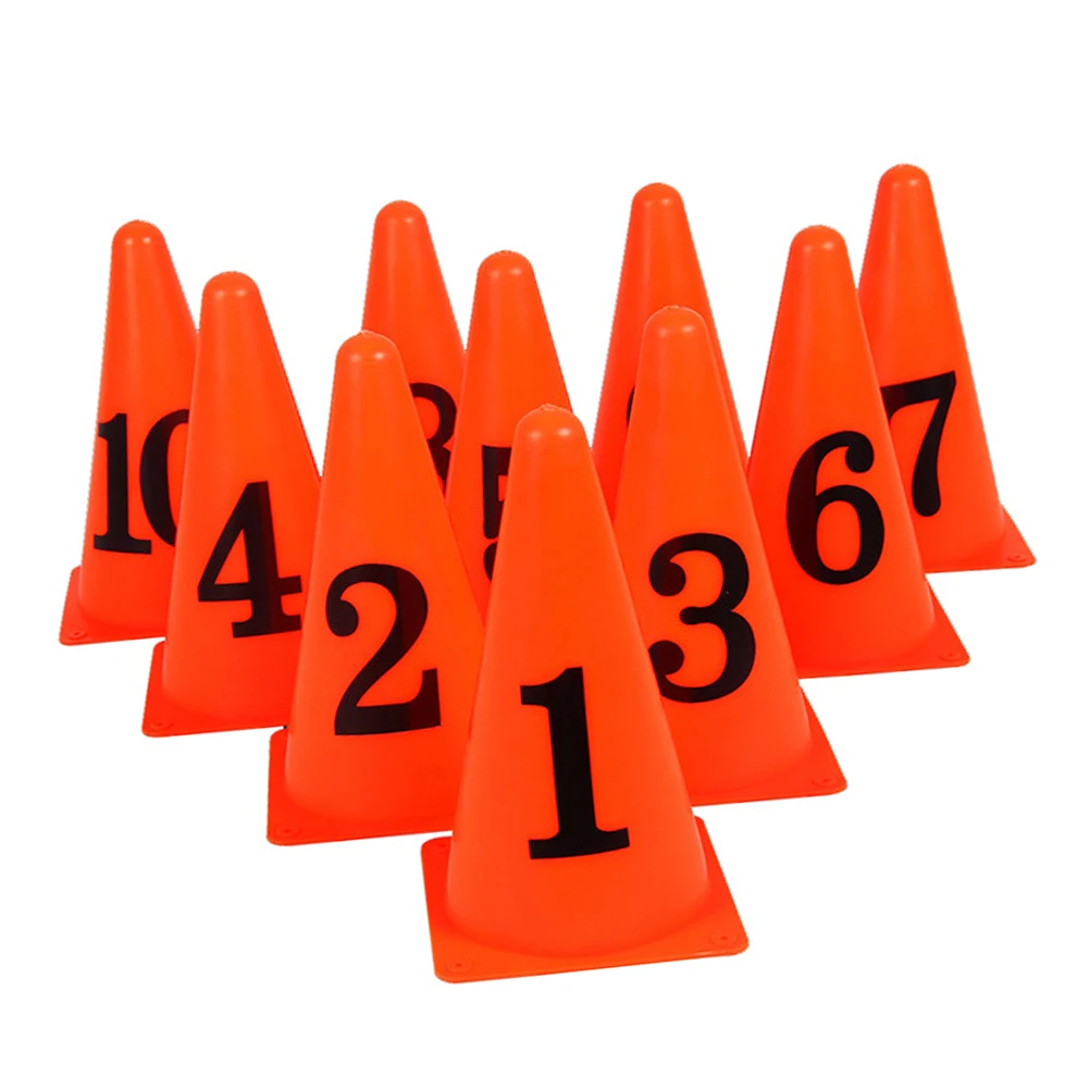 

10 Pcs Marker Cones Bright Orange Black PE Material Durable Training Equipment Football Basketball Tennis