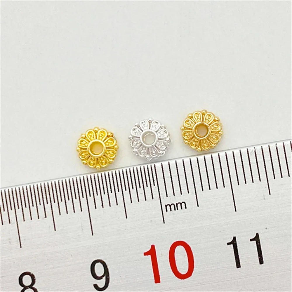 14K Gold-wrapped Flower Tray Flower Hat Bead Spacer Handmade DIY Beaded Bracelet Necklace Jewelry Material Accessories