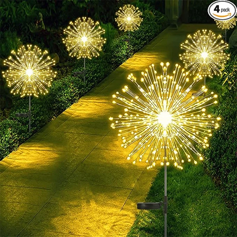 

Nice 1/2/4Pcs Solar LED Firework Fairy Light Outdoor Garden Decoration Lawn Pathway Light For Patio Yard Party Christmas Wedding