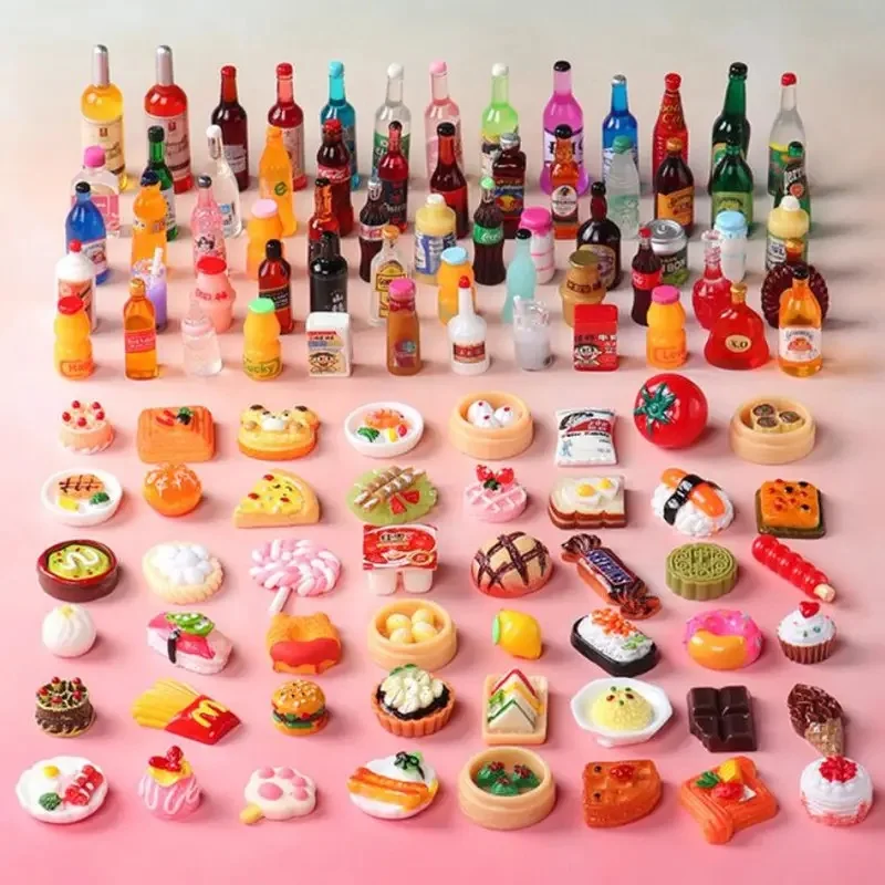 1/12Doll House Food Accessories,Mini Food Drinks Cake Bread For Barbis Doll House Kitchen Ornaments Dolls Party Children's Toys