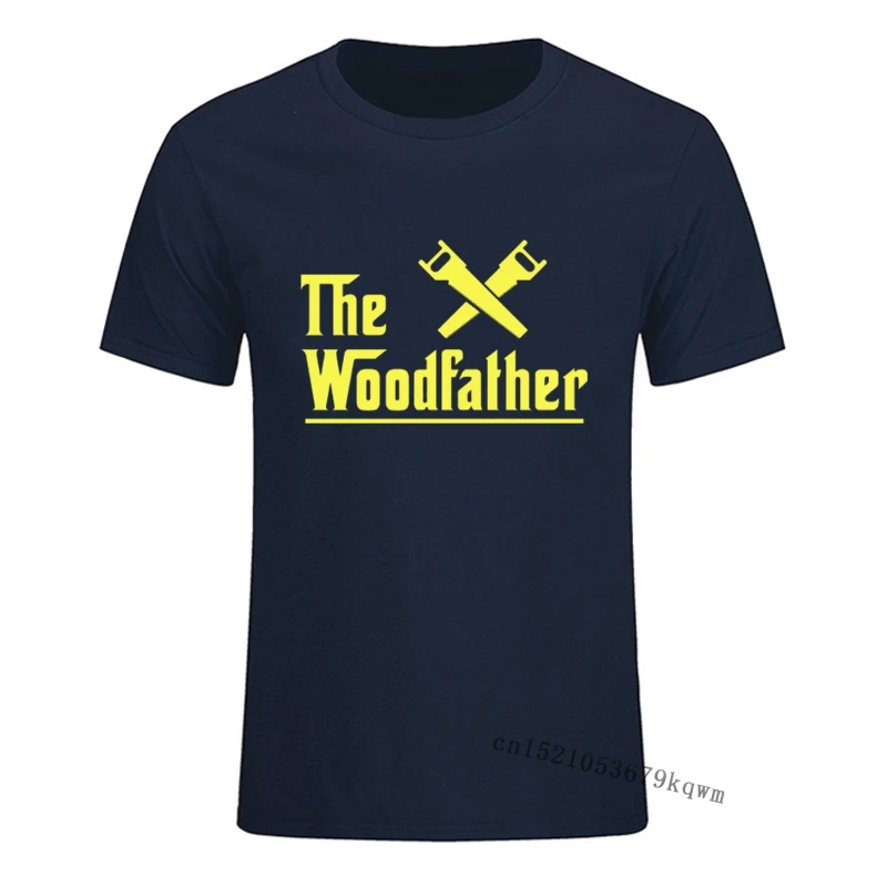 Men's Vintage Tops T Shirt The Woodfather Carpenter Worker Print Funny T Shirts Hip Hop Streetwear Black T Shirt Man