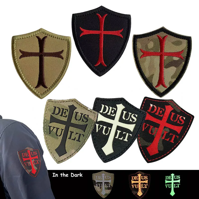 Knights Templar Crusader Tactical Emblem Embroidered Patch Hook and Loop Military Applique Morale Badge for Backpack Armband Hat