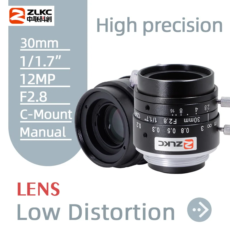 

ZLKC 30mm camera lens 1/1.7 inch C-mount machine vision lens F2.8 manual Iris 12MP High resolution fa Industrial lens