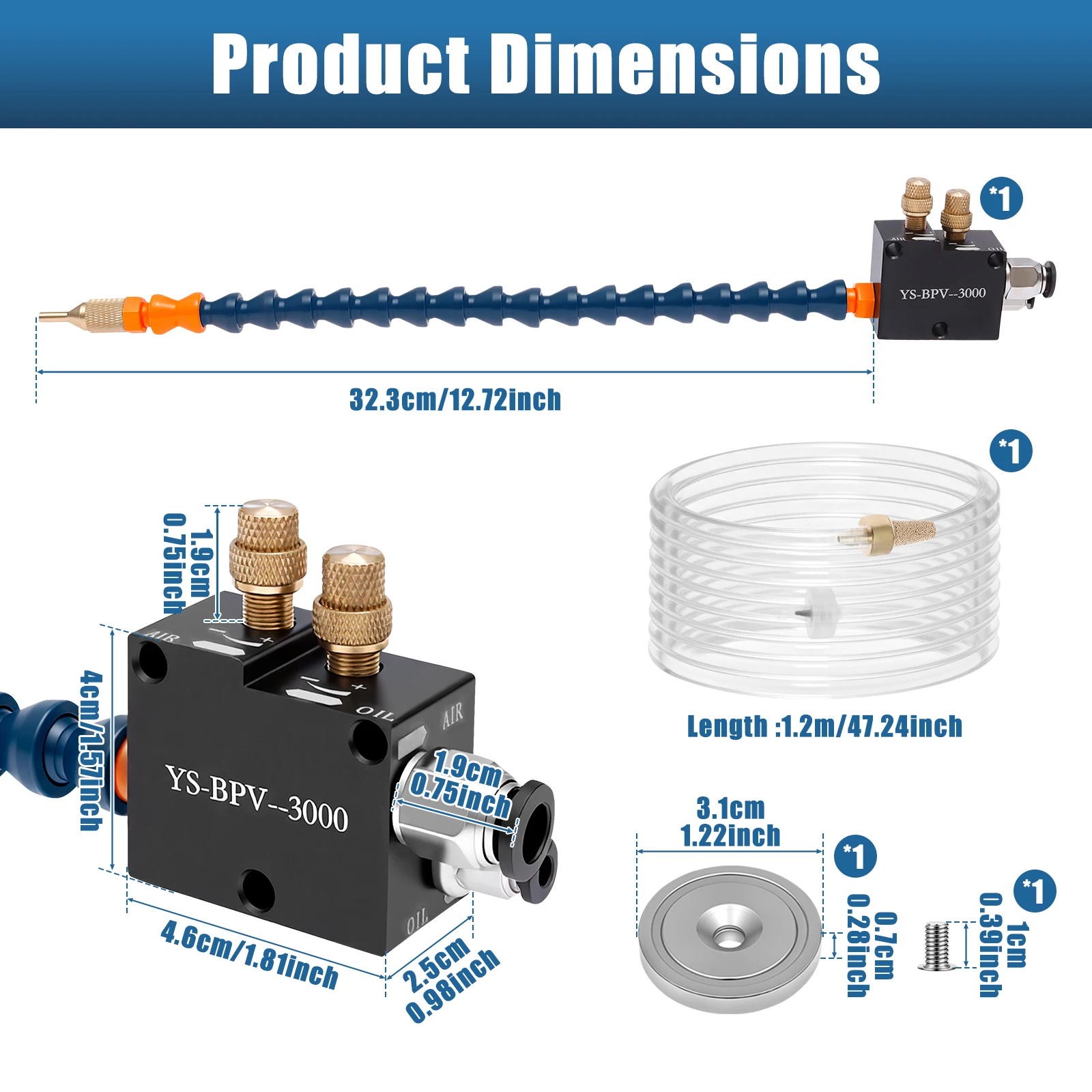 Pneumatic lathe machining cooling sprayer milling machine cutting fluid universal engraving machine sprayer water pipe oil pump