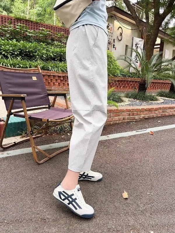 Loose Slimming Quick Dry Thin Harlan Pants Women's Summer New Style Wide Leg Casual Trousers Korean Style High Waist Elastic