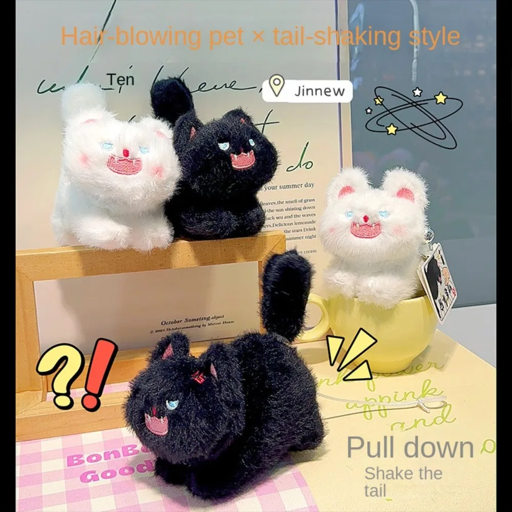 Saco pingente pompom bola gato pelúcia chaveiro decoração adorável gato boneca de pelúcia chaveiro dos desenhos animados recheado pelúcia pingente saco pingente