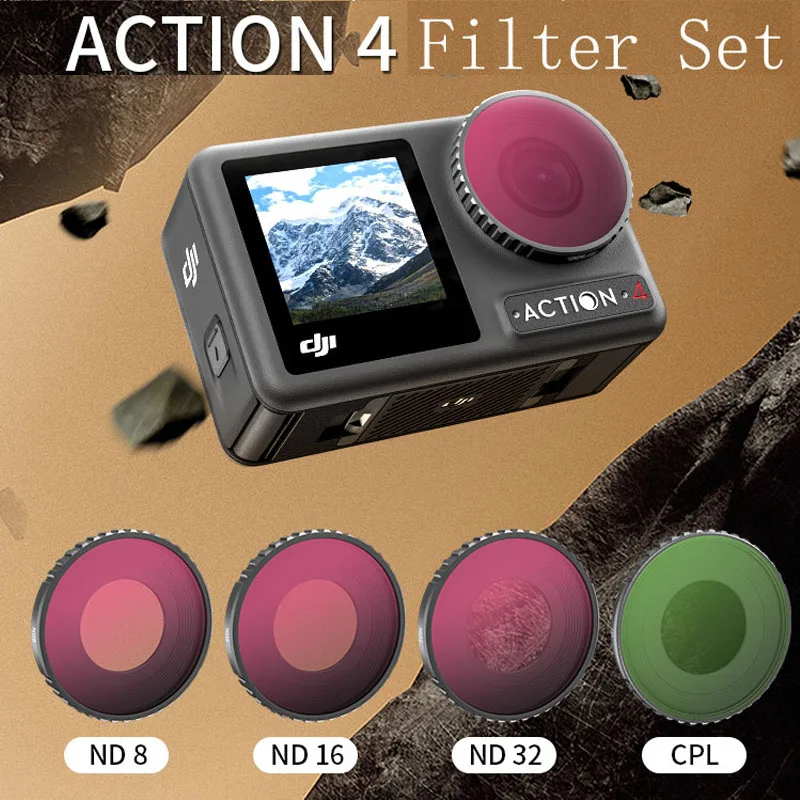 Набор фильтров ND8/16/32 CPL DJI Osmo ACTION 4, спортивные видеокамеры, защитные линзы, аксессуары для фотосъемки, оптическое стекло