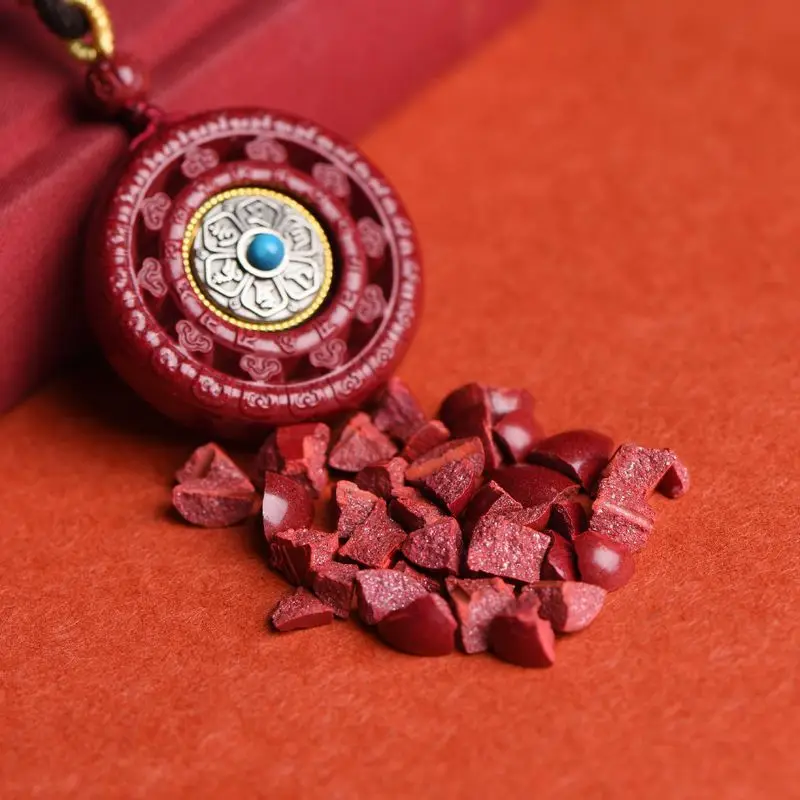 China Natural Genuine Vermillion Cinnaba Buddha Rune Pendant Female Fengshui Amulet Lucky Necklace Male Couple Peace Accessories