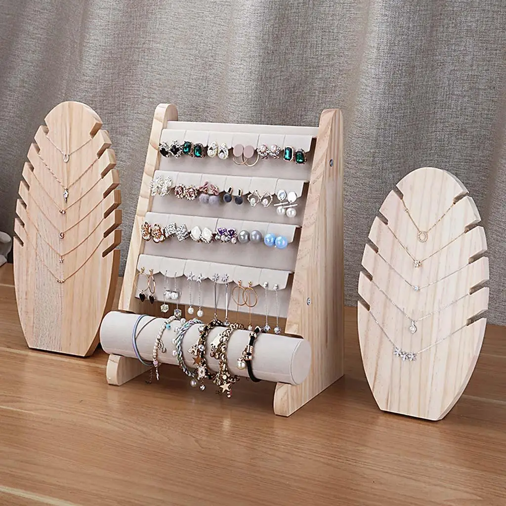 Wooden Jewelry Display Stand Bracelet Earring Holder T-Bar Display Bracelets Anklets Jewelry Display Stand Packaging Jewelry Too